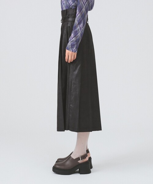Ray BEAMS（レイ ビームス） スカート レザーライクプリーツ スカート