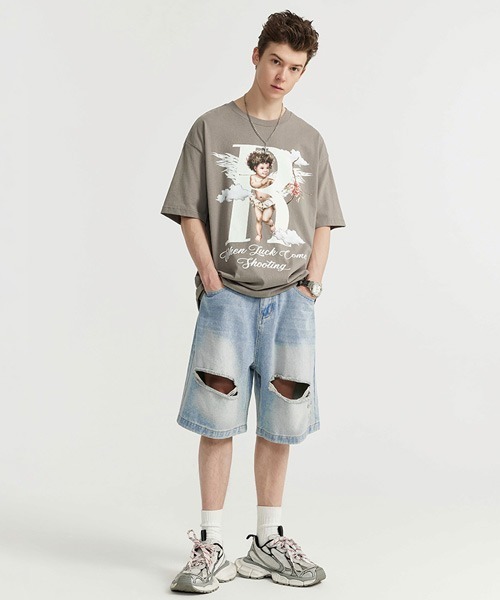 「Ressaca」 ダメージ加工デニムパンツ L インディゴブルー メンズ