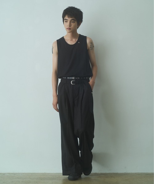 PHILTHEORY ワイドパンツ スラックス Double belt slacks / ダブル