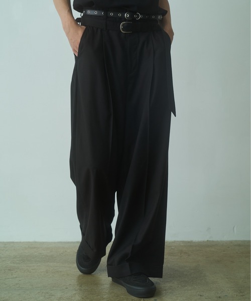 PHILTHEORY ワイドパンツ スラックス Double belt slacks / ダブル