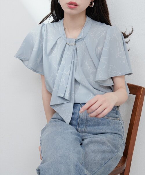 「natural couture」 半袖ブラウス FREE ブルー レディース_画像9