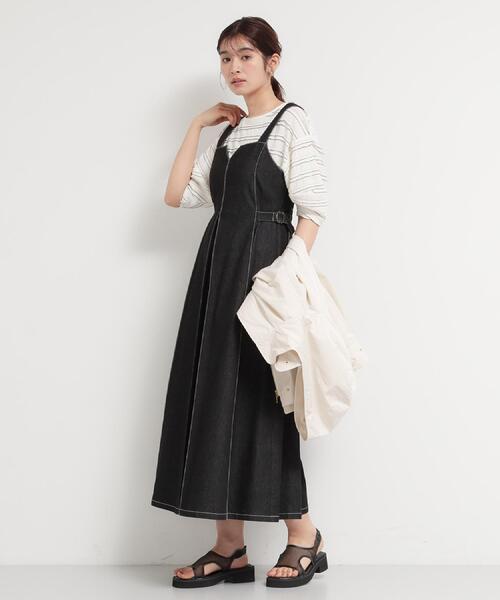 THE SHOP TK ワンピース シーズンレスで着られる デニムステッチ