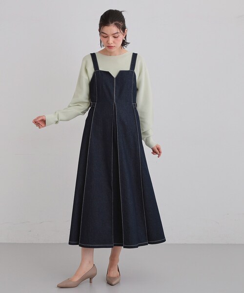THE SHOP TK ワンピース シーズンレスで着られる デニムステッチ