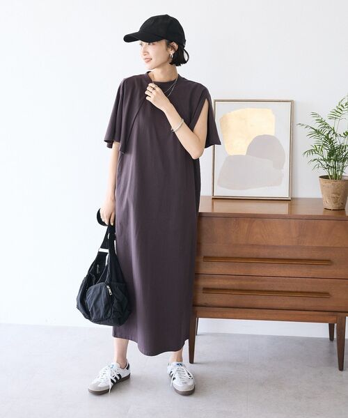 「CRAFT STANDARD BOUTIQUE」 半袖ワンピース FREE ブラウン レディース_画像9