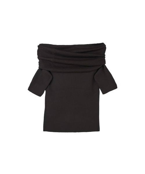 ニット/セーター herlipto Offthe-shoulderCableWoolSweater Her lip to ニット セーター Gathered Rib Knit Top レディース