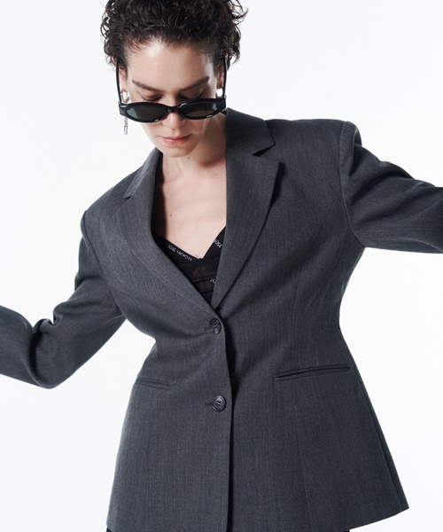 ジャケット テーラードジャケット WAIST CONSCIOUS PAT IN JACKET/ウエストコンシャスパットインジャケット レディースの画像