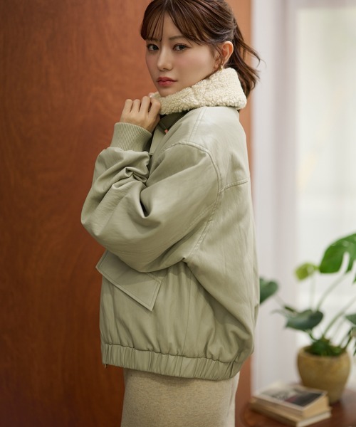 ブルゾン アウター boa collar fly front blouson /ボアカラーフライ