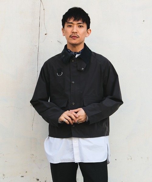 Barbour SPEY ウエザークロス ショートブルゾン 38 ブラック Barbour（バブアー） ブルゾン アウター 「BARBOUR / バブアー