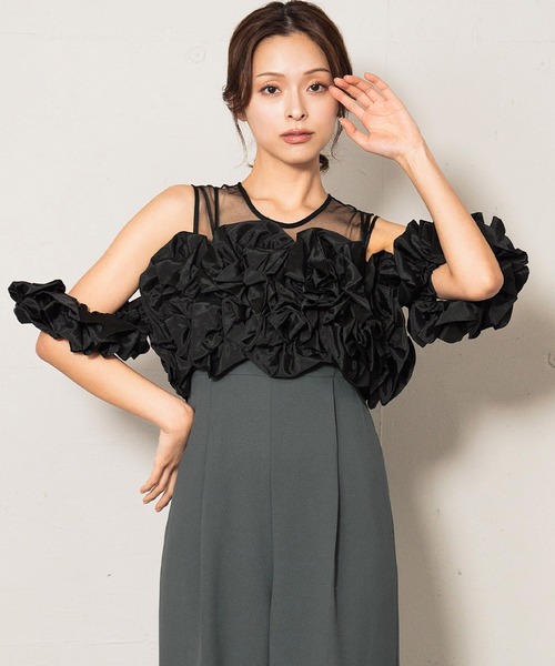 フリルオールインワンパンツ 2点セット ビスチェ ボレロ パンツドレス 結婚式 GIRL DRESS FOR NOW パーティードレス パンツドレス 「2026春新作