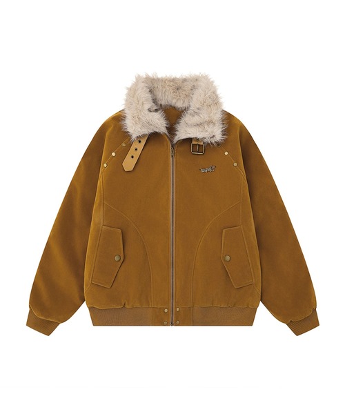 ブルゾン アウター フェイクムートンジップアップジャケット メンズ