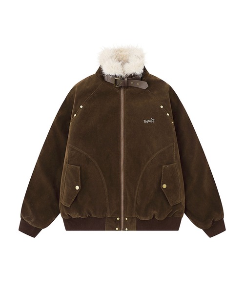 ブルゾン アウター フェイクムートンジップアップジャケット メンズ