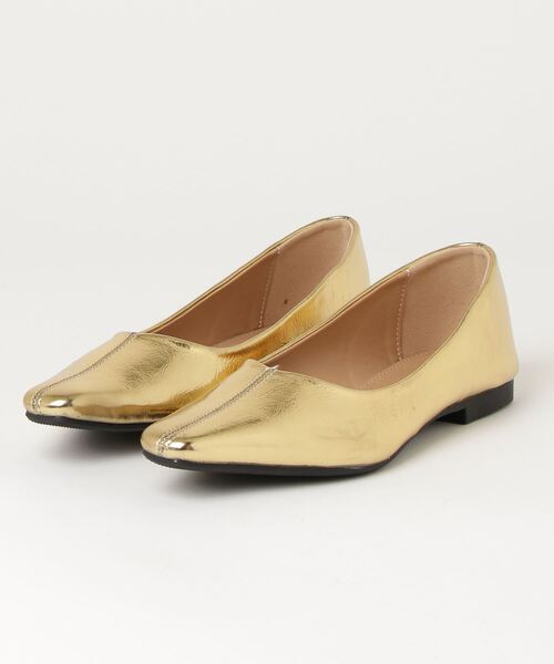 THE Yon フラットパンプス 38 ゴールド レディース : ZOZOTOWN Yahoo