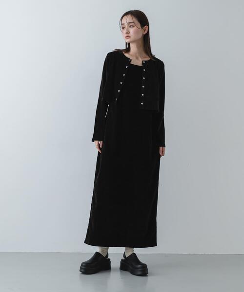 【ブラック】2Pベロアアンサンブルワンピース SENSE OF PLACE by URBAN RESEARCH ワンピース 2Pベロアアンサンブル