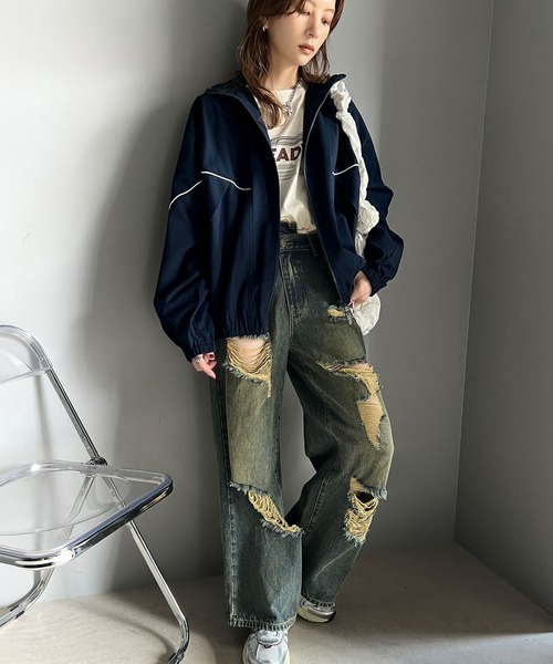 「Java」 ブルゾン LARGE ネイビー レディース_画像8