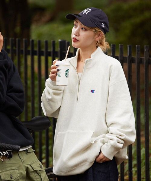 「Champion」 スウェットカットソー LARGE ライトグレー メンズ