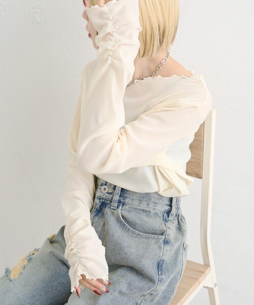 「w closet」 長袖カットソー FREE ブラック レディース_画像4