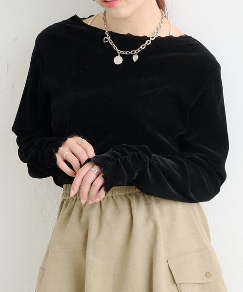 「w closet」 長袖カットソー FREE ブラック レディース_画像8