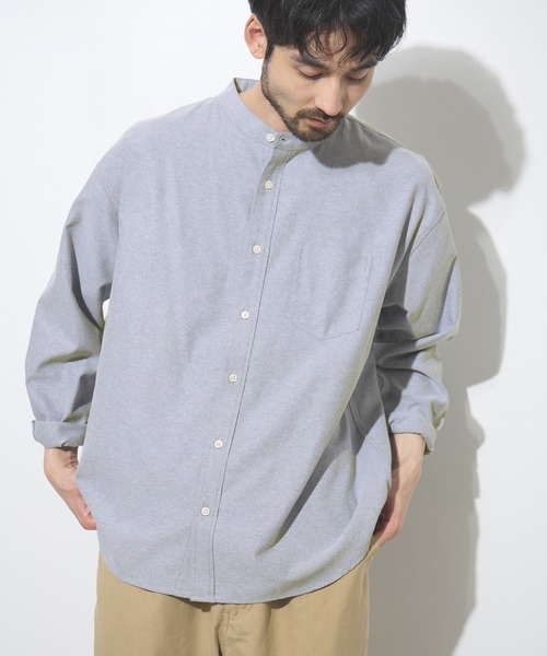 シャツ REALSTANDARD CVCオックス 長袖バンドカラーシャツ メンズ