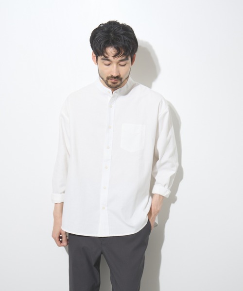シャツ REALSTANDARD CVCオックス 長袖バンドカラーシャツ メンズ