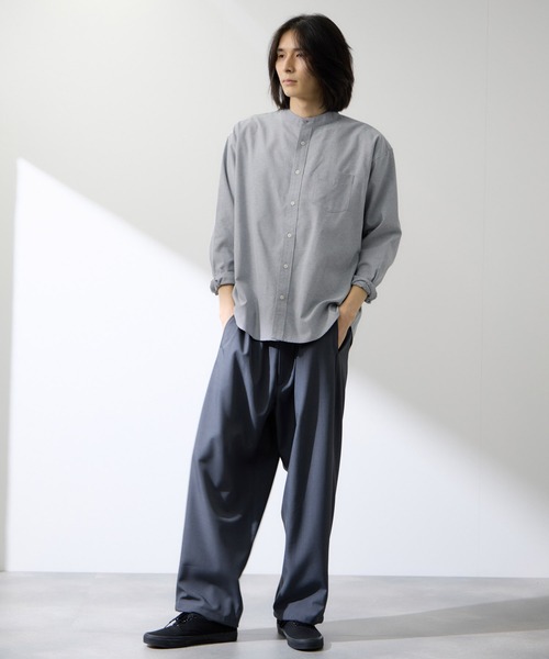 シャツ REALSTANDARD CVCオックス 長袖バンドカラーシャツ メンズ