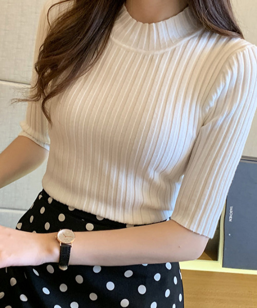 「emi+」 半袖ニット FREE ブルー レディース_画像9