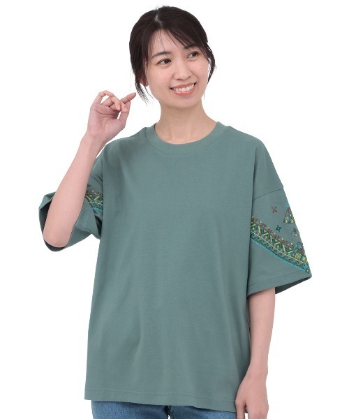 チチカカ（TITICACA） tシャツ 半袖 バンダナスリーブ刺繍Tシャツ