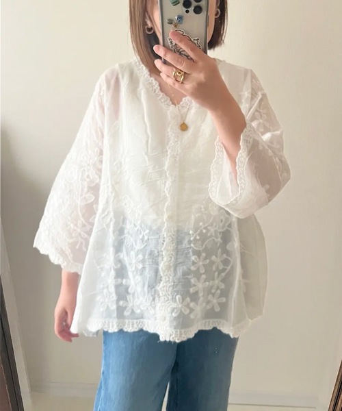 ブラウス シャツ シアーレースブラウス レディース : ZOZOTOWN Yahoo 