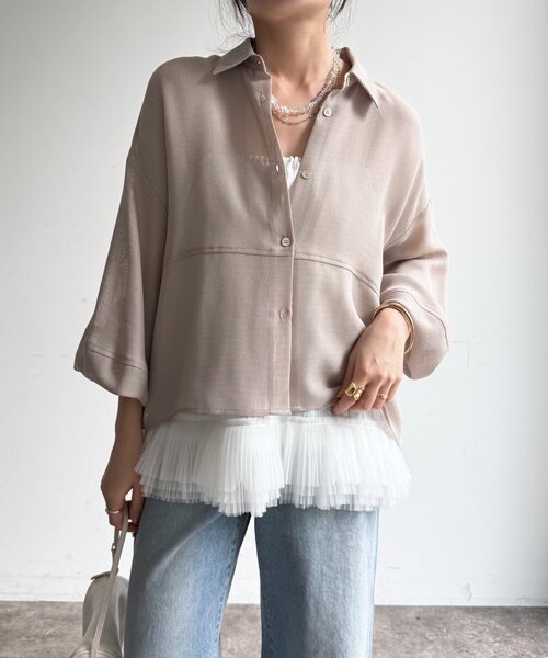 DouDou メッシュシャツ DouDou（ドゥドゥ） ブラウス シャツ メッシュシャツ レディース