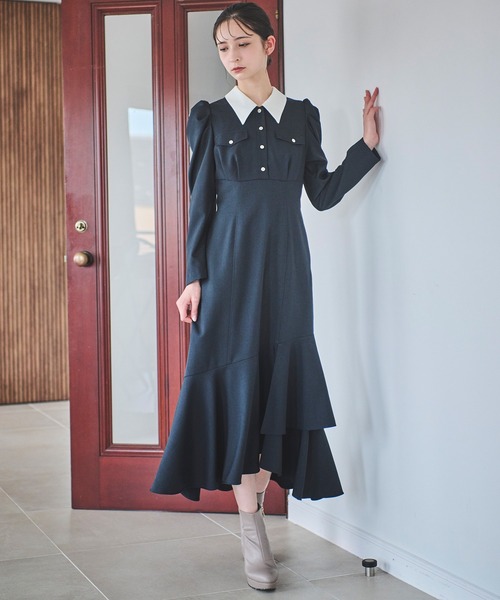 「31 Sons de mode」 長袖ワンピース 36 カーキ レディース_画像9