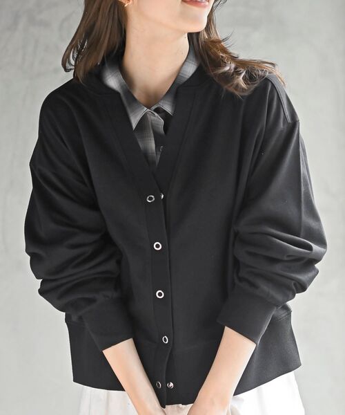 服/ファッション カーディガン レディース ap retro カーディガン ラメリブニットポロ襟ZIPカーディガン