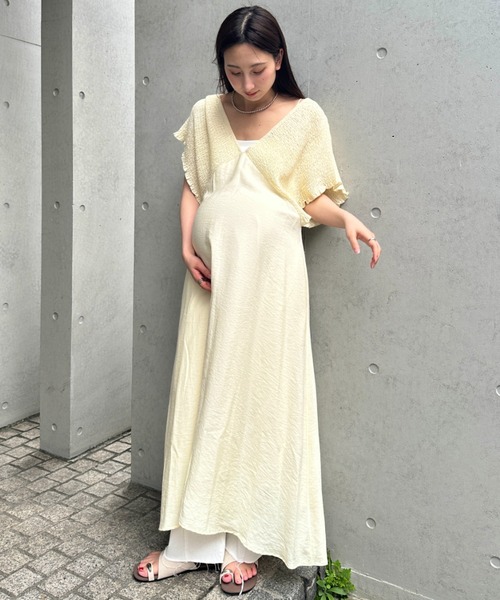 授乳ブラ マタニティ 「マタニティ」産前・産後Vネックシャーリング