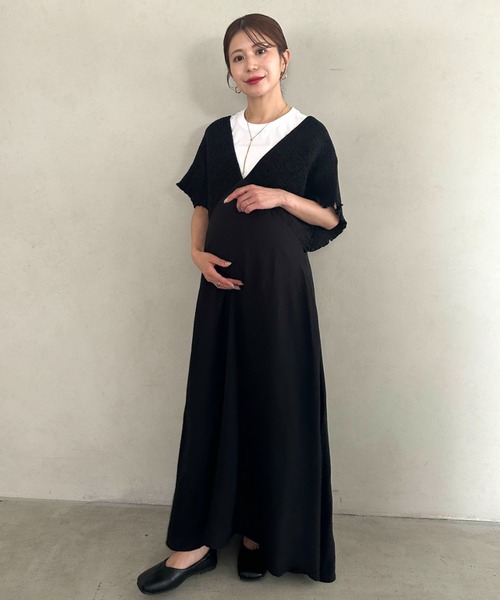授乳ブラ マタニティ 「マタニティ」産前・産後Vネックシャーリング