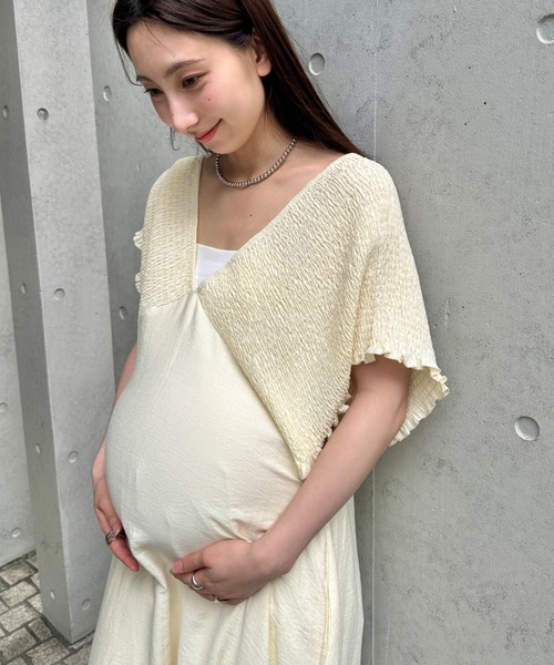 授乳ブラ マタニティ 「マタニティ」産前・産後Vネックシャーリング