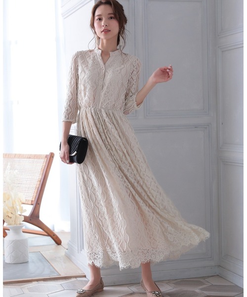 「PREFERIR」 7分袖ワンピース MEDIUM ベージュ レディース_画像2