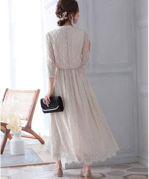 「PREFERIR」 7分袖ワンピース MEDIUM ベージュ レディース_画像4