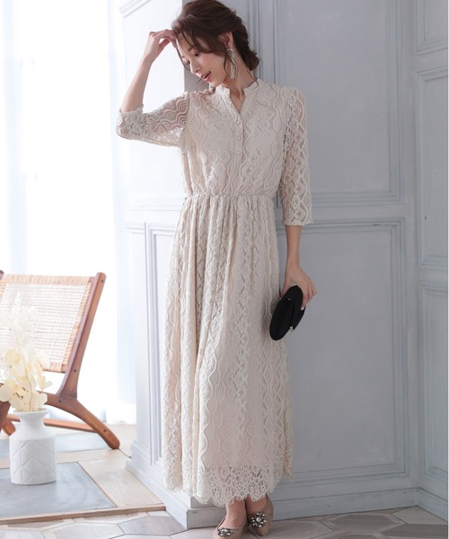 「PREFERIR」 7分袖ワンピース MEDIUM ベージュ レディース_画像6