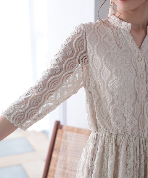 「PREFERIR」 7分袖ワンピース MEDIUM ベージュ レディース_画像7