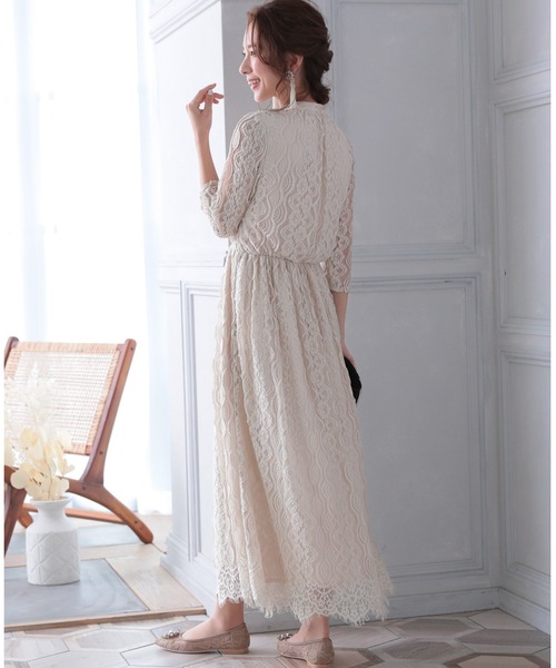 「PREFERIR」 7分袖ワンピース MEDIUM ベージュ レディース_画像8