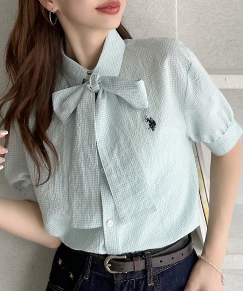 U.S. POLO ASSN.（ユーエスポロアッスン） ブラウス シャツ 半袖 「Ada