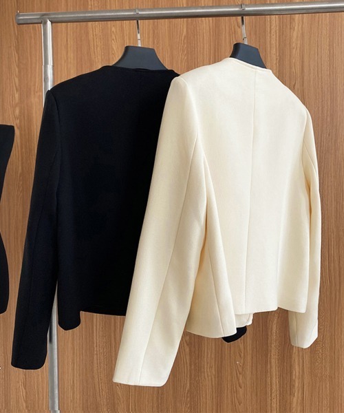 「Miniministore」 ノーカラージャケット L アイボリー レディース_画像3