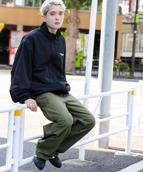 「WEGO」 「SUNDAY SKATE CLUB」ナイロンブルゾン LARGE ダークグレー メンズ_画像3
