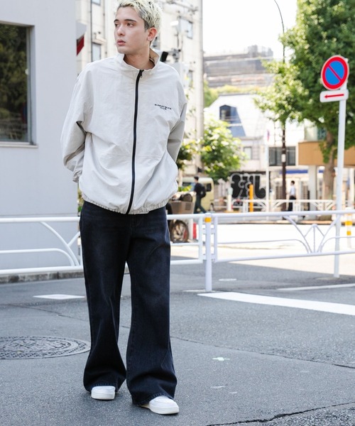 「WEGO」 「SUNDAY SKATE CLUB」ナイロンブルゾン LARGE ダークグレー メンズ_画像4