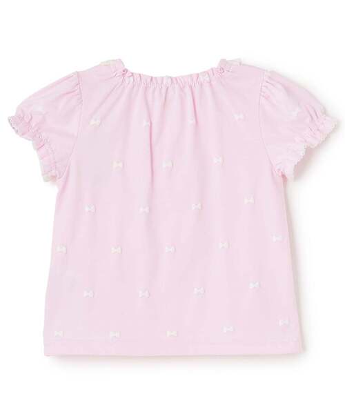 mezzo piano tシャツ ウサギマスコットつき リボン柄 半袖Tシャツ