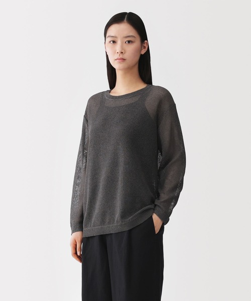 【新品未使用】MUJI Labo カシミヤクルーネックセーター 黒 S MUJI Labo ニット セーター 「MUJI Labo」婦人 和紙混長袖クルーネック