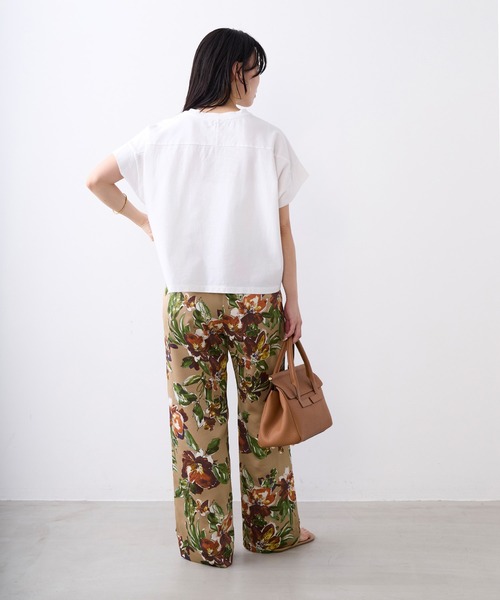 ワイドパンツ パンツ フラワープリントパンツ「2サイズ展開」「セットアップ対応」 レディースの画像