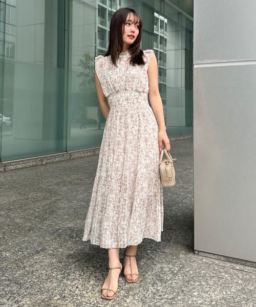 SNIDEL ノースリーブワンピース 0 アイボリー 花柄 SNIDEL（スナイデル） ノースリーブワンピース 1 ホワイト レディース