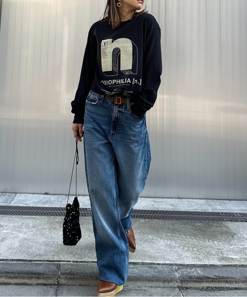 「mi via loca」 長袖カットソー X-LARGE ホワイト×ピンク レディース_画像3