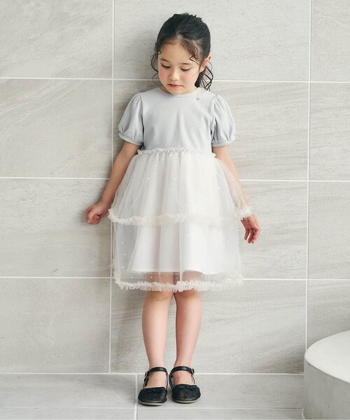 「apres les cours」 「KIDS」半袖ワンピース 120 サックスブルー キッズ_画像2