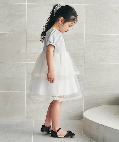 「apres les cours」 「KIDS」半袖ワンピース 120 サックスブルー キッズ_画像3