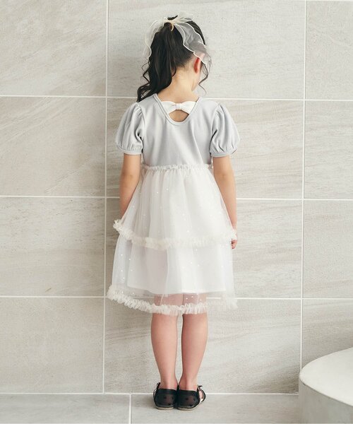 「apres les cours」 「KIDS」半袖ワンピース 120 サックスブルー キッズ_画像4